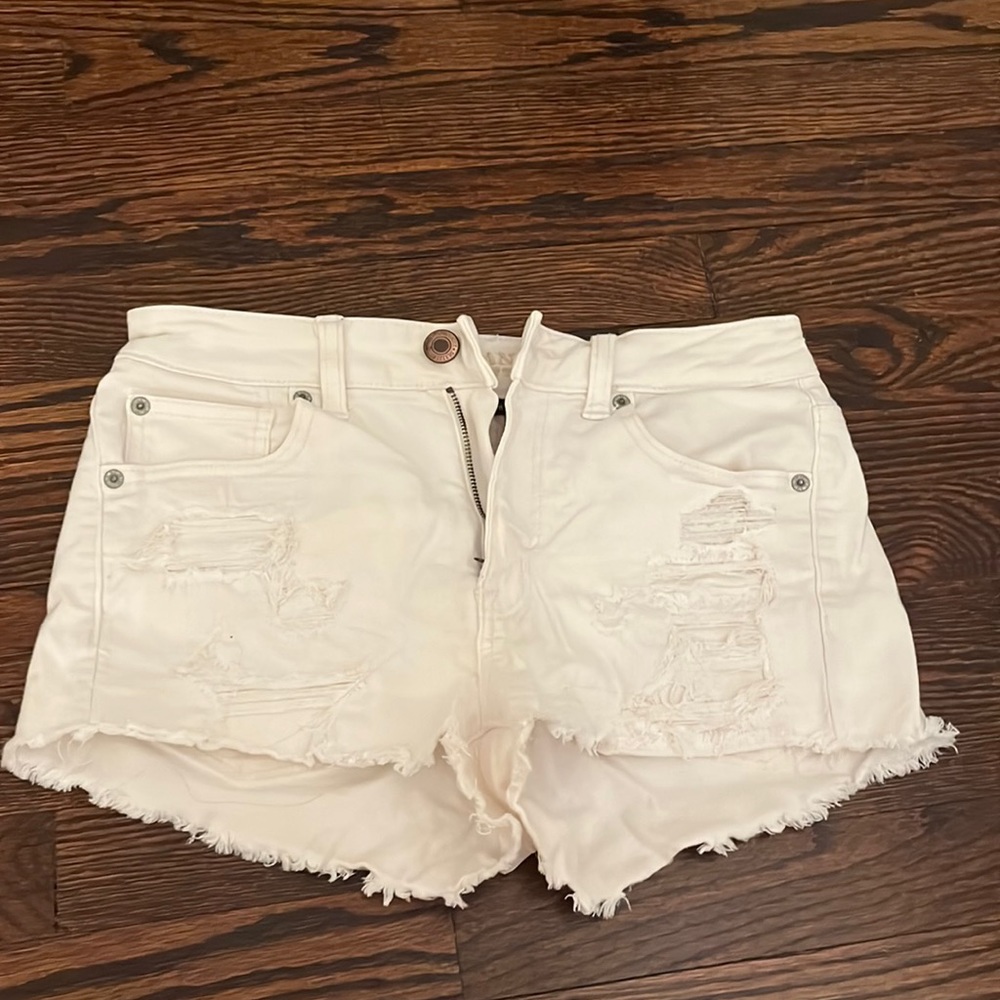 White jean shorts